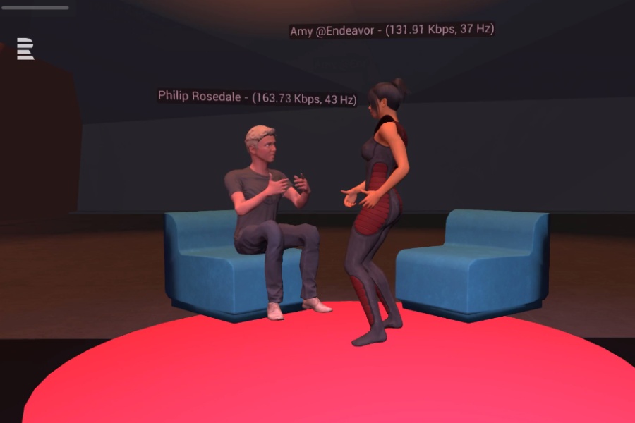 Amy Pecková se prostřednictvím virtuální reality popovídala s Philipem Rosdalem, průkopníkem VR, který se připojil ze San Francisca.