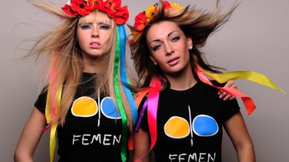Hlavní tváře ukrajinského ženského hnutí Femen (vpravo Alexandra Ševčenko)