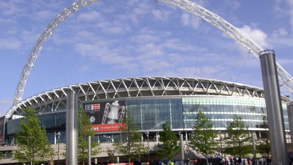 Pohled na nový stadión ve Wembley