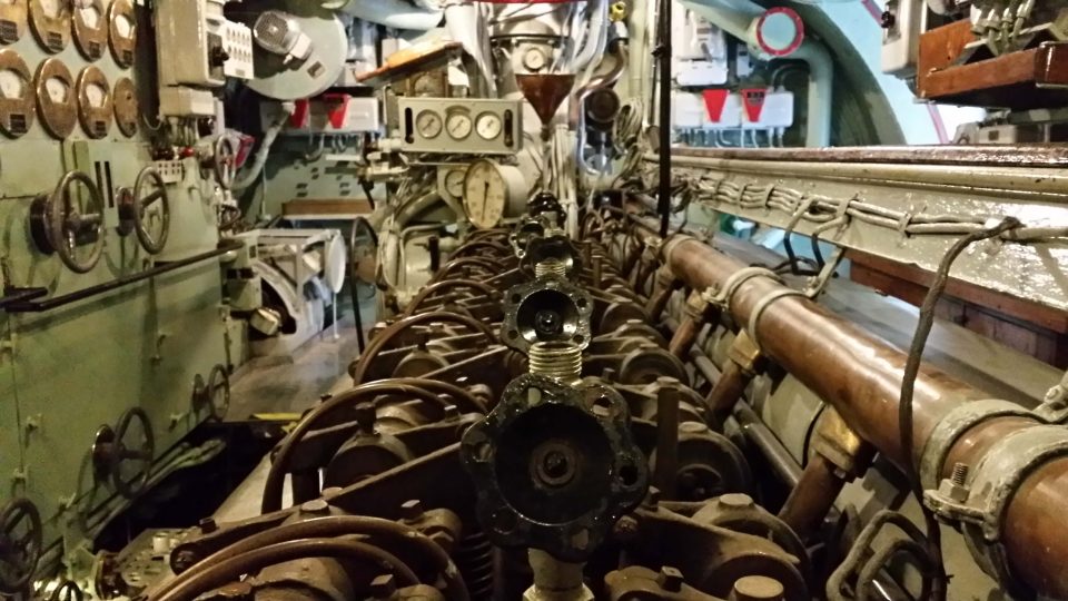 Interiér osmdesát let staré ponorky U3