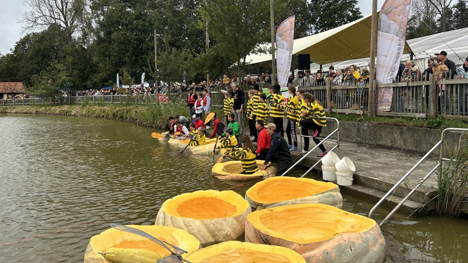 Závody v plavbě ve vydlabaných dýních se v belgickém Lichtaartu pořádají už 14 let