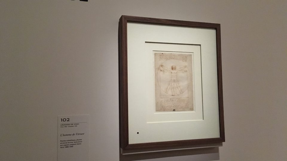 Nenápadná kresba Vitruviánského muže je jedním z hlavních taháků výstavy