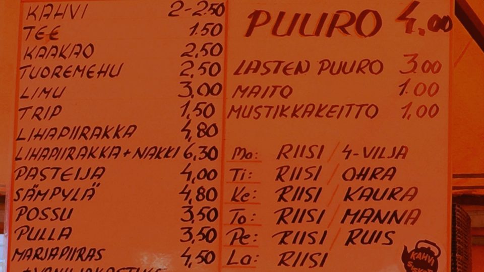 Riisipuuro - finská rýžová kaše je hlavní součástí nabídky stánku paní Raiji.