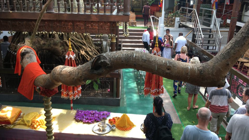 Rozsáhlý buddhistický chrám Gangaramaja v centru metropole Kolombo navštěvují nejen západní turisté, ale i příslušníci jiných náboženství