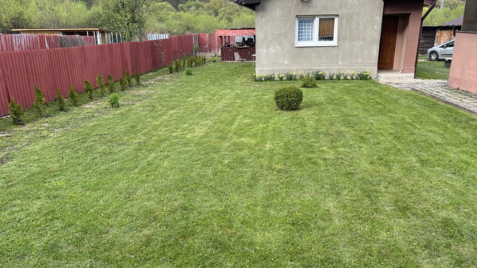I takhle vypadá trávník před domem v romské osadě Medzev na Slovensku