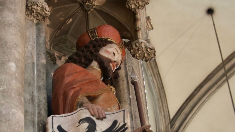 Zrestaurovaná socha sv. Václava v chrámu sv. Štěpána ve Vídni | foto: Velvyslanectví České republiky v Rakousku, press Zrestaurovaná socha sv. Václava v chrámu sv. Štěpána ve Vídni