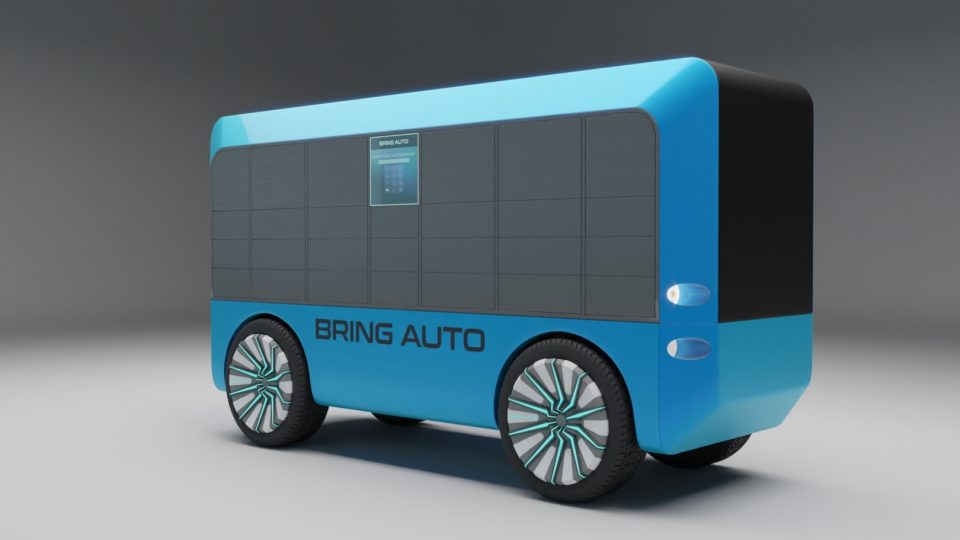 Vizualizace autonomního doručovacího vozu Bring Auto