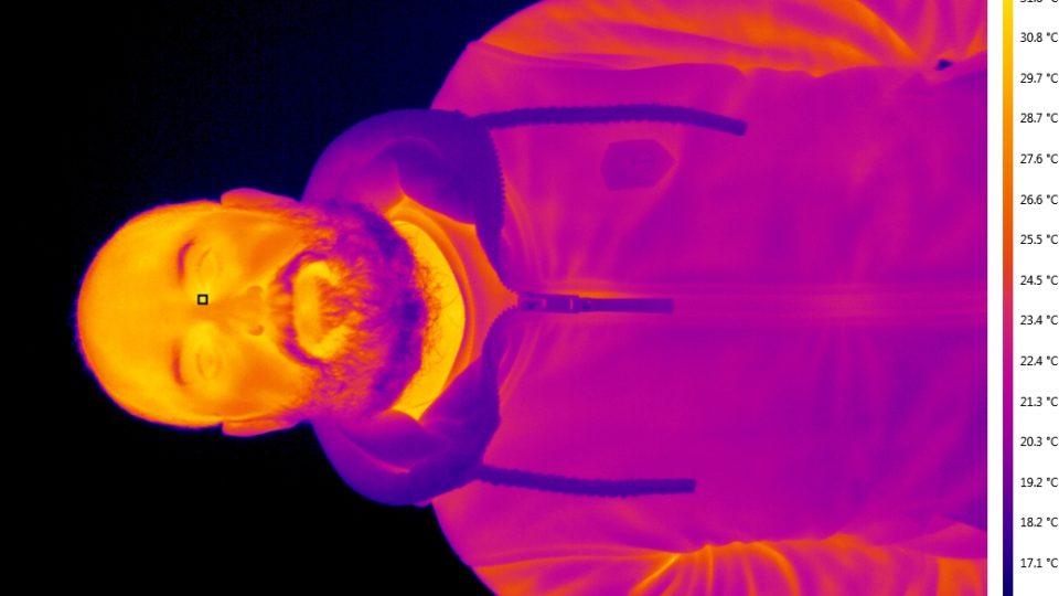 Termogram člověka bez brýlí