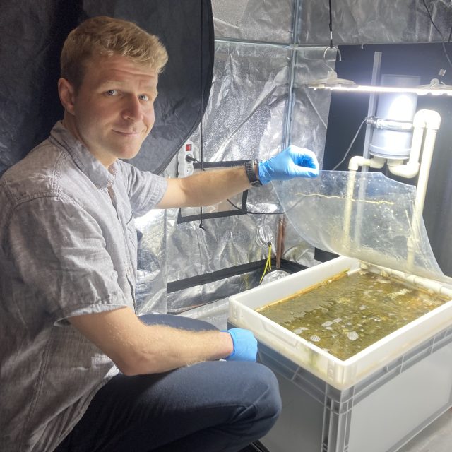 Pavel Chaloupský v experimentálním bioreaktoru testuje rozkládání antibiotik | foto: Michal Šafařík