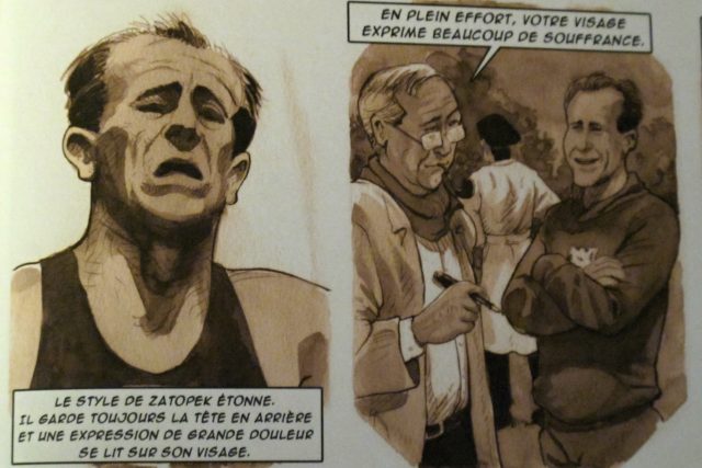 Zátopek jako hlavní postava komiksu,  tedy žánru,  který Belgičané milují | foto: Ondřej Houska