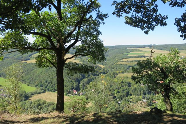 Výhled je na celé Křivoklátsko. Dole u řeky je vidět hostinec U Rozvědčíka | foto: Markéta Vejvodová,  Český rozhlas