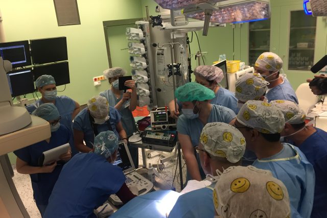 Tým lékařů z nemocnice Na Homolce provádí unikátní operaci | foto: Vojtěch Koval