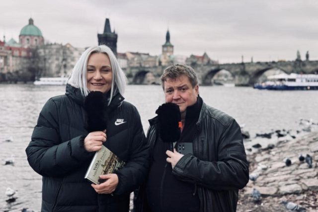 Patricie Strouhalová a David Černý,  novinář a autor projektu Miluju Prahu | foto: Tomáš Černý,  Český rozhlas