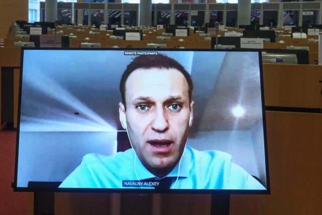 Alexej Navalnyj během online slyšení v zahraničním výboru Evropského parlamentu | foto: Fotobanka Profimedia