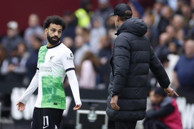 Fotbalista Mohamed Salah a trenér Liverpoolu Jürgen Klopp | foto: Reuters