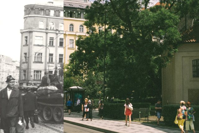 Pražská zastávka Jindřišská dnes a před 50 lety | foto: Petr Wágner,  Jan Kolář
