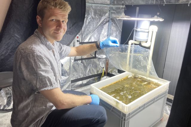 Pavel Chaloupský v experimentálním bioreaktoru testuje rozkládání antibiotik | foto: Michal Šafařík