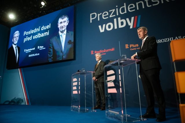 Andrej Babiš a Petr Pavel v debatě Českého rozhlasu | foto: René Volfík,  iROZHLAS.cz