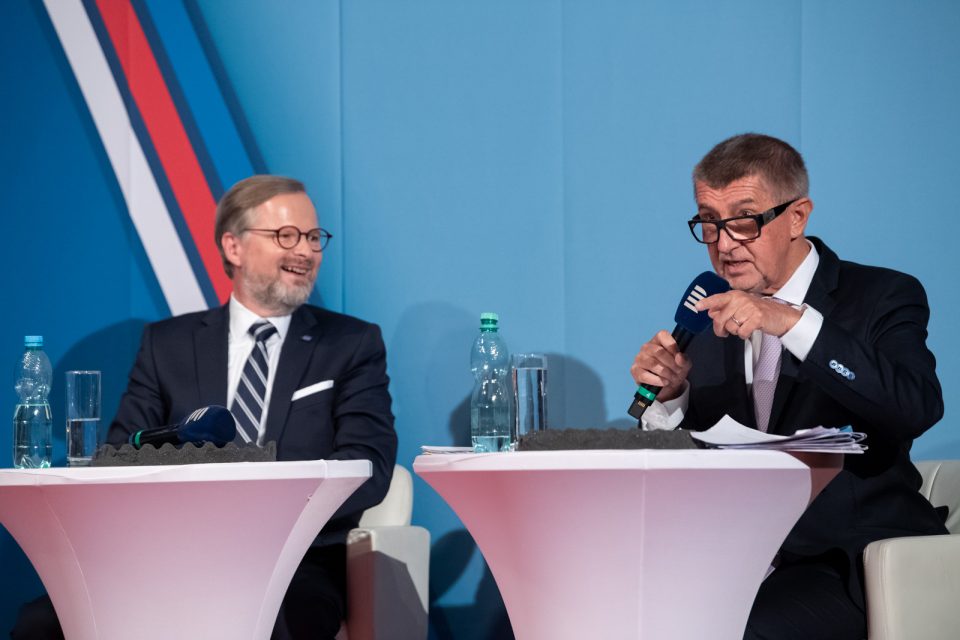 Petr Fiala  (ODS,  koalice Spolu) a Andrej Babiš  (ANO) | foto: Khalil Baalbaki,  Český rozhlas