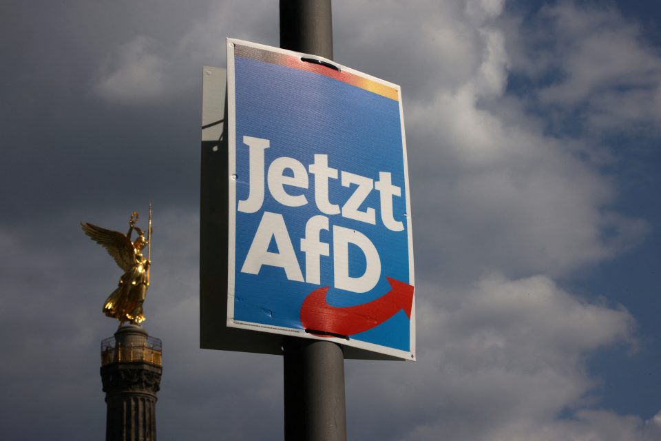 Předvolební plakát pravicové strany Alternativa pro Německo  (AfD) pro nadcházející volby do Evropského parlamentu v roce 2024 v Berlíně,  10. května 2024 | foto: Lisi Niesner,  Reuters