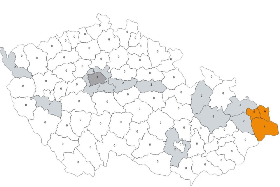 Mapa stavu rizikového skóre v českých regionech k 29. červnu 2020 | foto: Ministerstvo zdravotnictví ČR