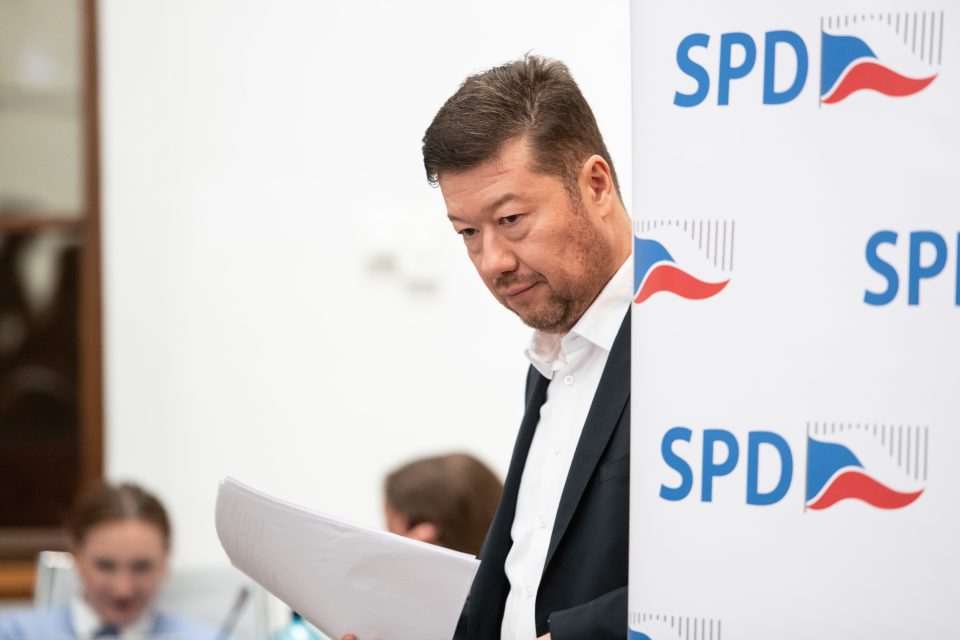 Tomio Okamura na tiskové konferenci SPD | foto: René Volfík,  iROZHLAS.cz