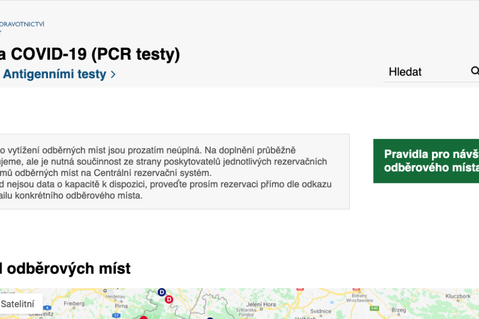 Centrální rezervační systém ministerstva zdravotnictví. | foto: web crs.uzis.cz