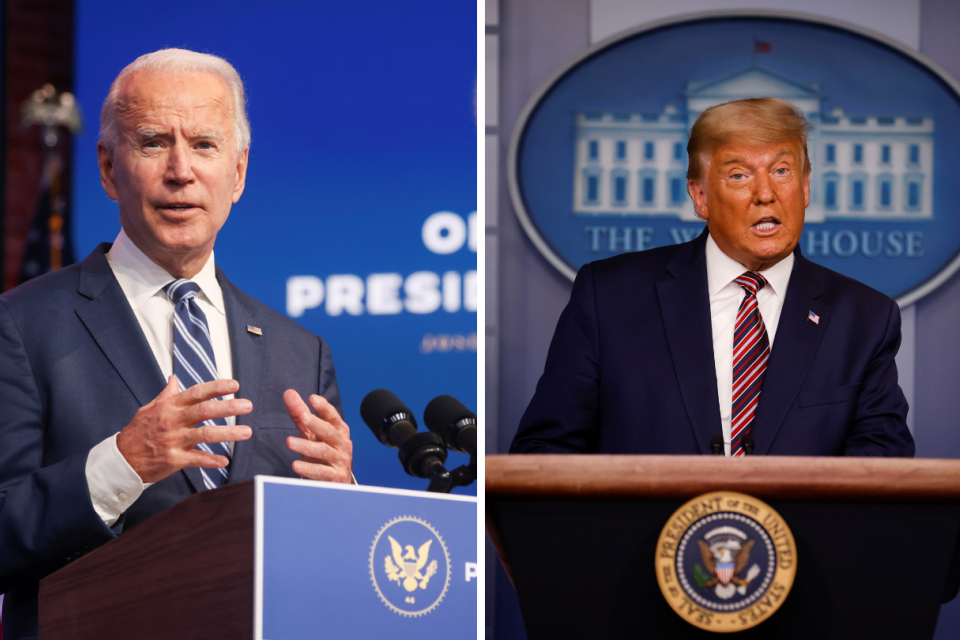 Kandidáti na prezidenta Spojených států Joe Biden a Donald Trump | foto: Carlos Barria,  Jonathan Ernst,  koláž iRozhlas.cz/Reuters