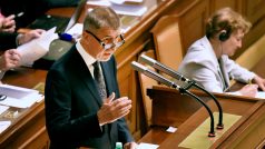 Andrej Babiš žádá Poslaneckou sněmovnu o důvěru.